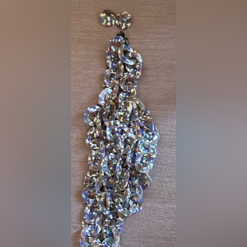 Chunky Multicolor Chain Necklace and earrings
